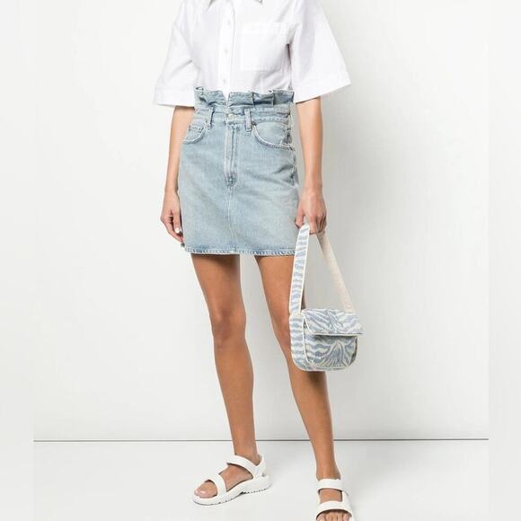 Agolde lettuce high waisted denim mini skirt‎ size 26 spring summer - Picture 1 of 8